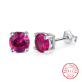 925 Sterling Silver Cubic Zirconia 12 Months Birthstone Solitaire Small Stud Earrings With Austrian Crystal For ladies